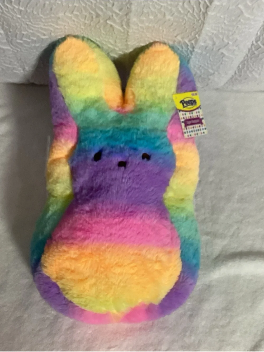 Peeps 16” Rainbow Tie Dye Zipper Plush Backpack NEW Super Cute
